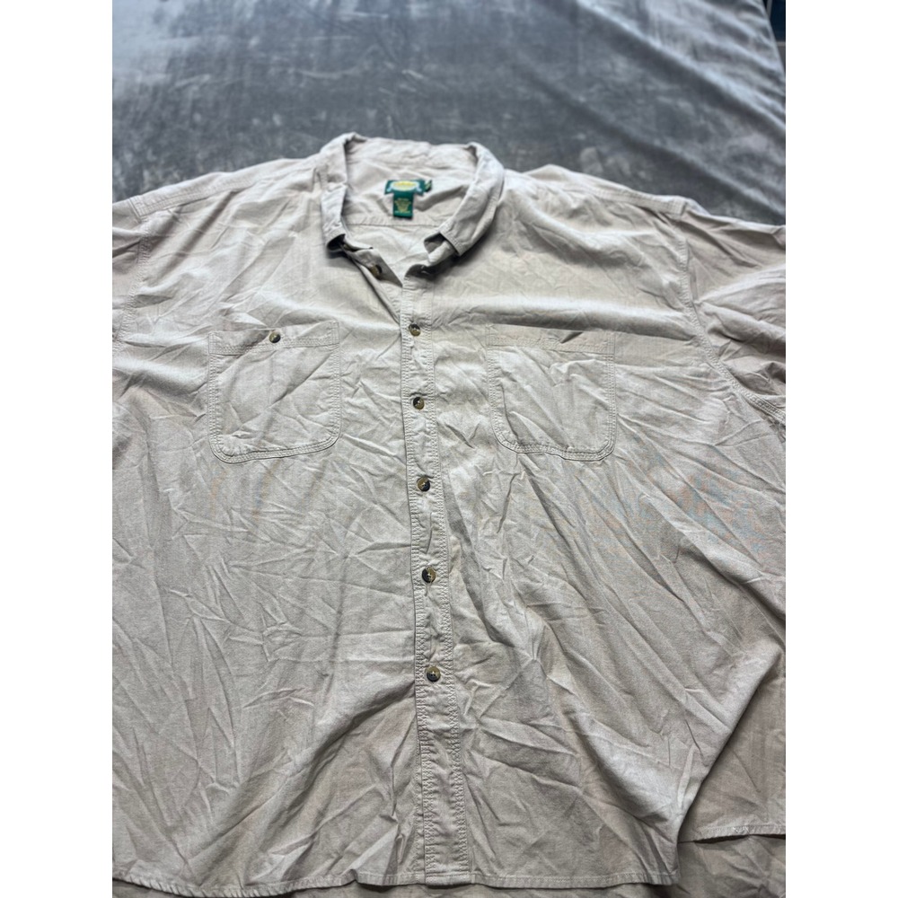 Cabelas Mens 2XL Reg Tan Long Sleeve Button Up Shirt 100‎ Cotton Outdoor Gear